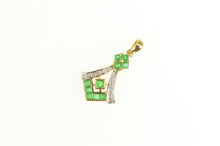 Load image into Gallery viewer, 18K Emerald Diamond Ornate Geometric Statement Pendant Yellow Gold