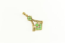 Load image into Gallery viewer, 18K Emerald Diamond Ornate Geometric Statement Pendant Yellow Gold