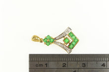 Load image into Gallery viewer, 18K Emerald Diamond Ornate Geometric Statement Pendant Yellow Gold