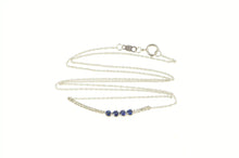 Load image into Gallery viewer, 14K Sapphire Diamond Curved Bar Chain Link Necklace 19&quot; White Gold