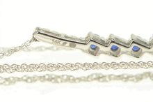 Load image into Gallery viewer, 14K Sapphire Diamond Curved Bar Chain Link Necklace 19&quot; White Gold