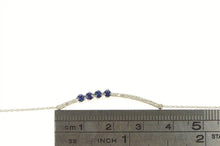 Load image into Gallery viewer, 14K Sapphire Diamond Curved Bar Chain Link Necklace 19&quot; White Gold
