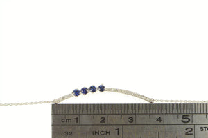 14K Sapphire Diamond Curved Bar Chain Link Necklace 19" White Gold