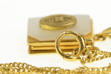 Load image into Gallery viewer, Gold Filled Mother of Pearl Leighigh University Book Locket Necklace 16&quot;