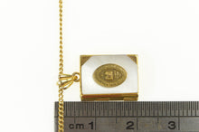 Load image into Gallery viewer, Gold Filled Mother of Pearl Leighigh University Book Locket Necklace 16&quot;