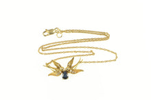 Load image into Gallery viewer, 18K Pear Natural Sapphire Diamond Sparrow Chain Necklace 15&quot; Yellow Gold