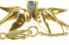 Load image into Gallery viewer, 18K Pear Natural Sapphire Diamond Sparrow Chain Necklace 15&quot; Yellow Gold