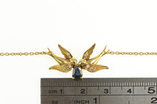 Load image into Gallery viewer, 18K Pear Natural Sapphire Diamond Sparrow Chain Necklace 15&quot; Yellow Gold
