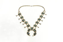 Load image into Gallery viewer, Sterling Silver Native American Turquoise Squash Blossom Necklace 25&quot;