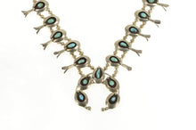 Load image into Gallery viewer, Sterling Silver Native American Turquoise Squash Blossom Necklace 25&quot;