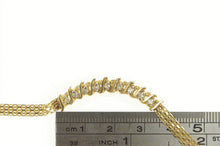 Load image into Gallery viewer, 10K Diamond Curved Bar Tennis Flat Link Chain Necklace 16.5&quot; Yellow Gold