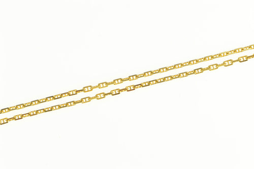 18K 1.3mm Squared Anchor Link Classic Chain Necklace 17.75