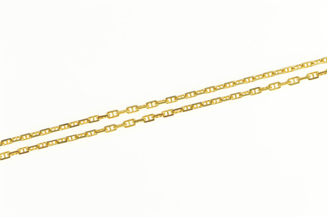 18K 1.3mm Squared Anchor Link Classic Chain Necklace 17.75