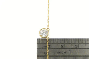 10K Round Solitaire Cubic Zirconia Chain Necklace 16.5" Yellow Gold