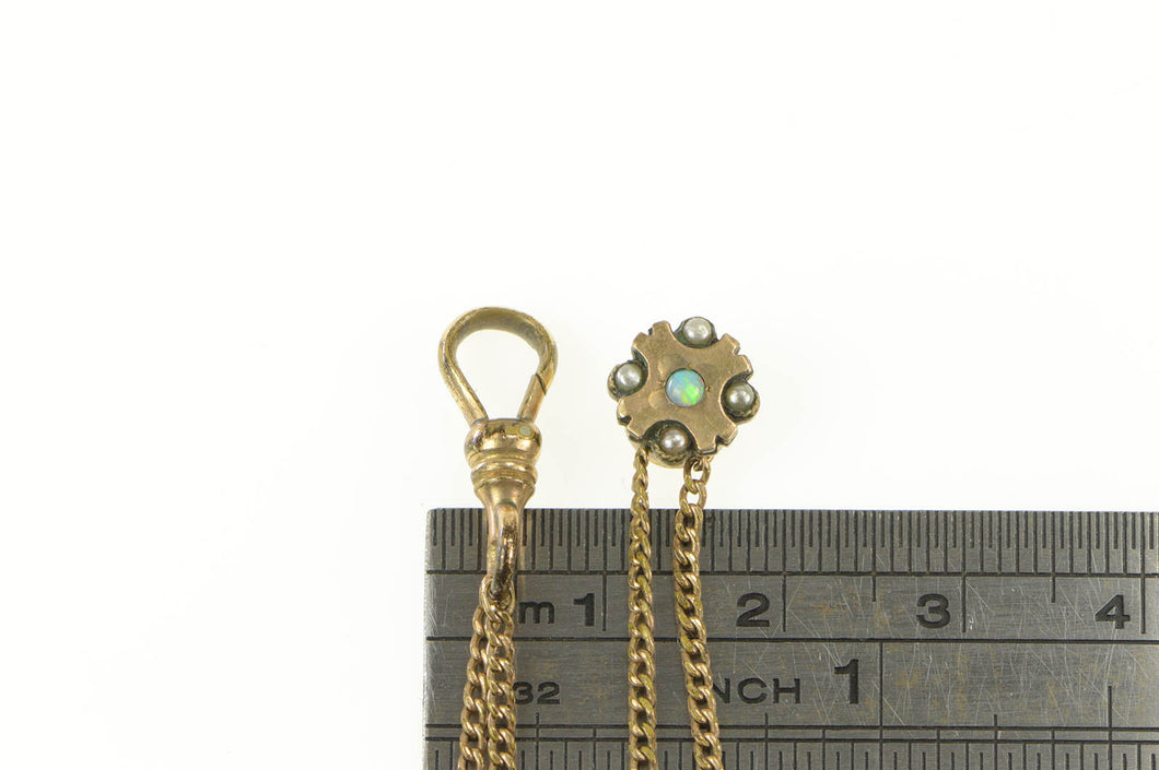 Gold Filled Victorian Opal Steampunk Pocket Watch Chain Necklace 52