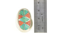 Load image into Gallery viewer, Sterling Silver Turquoise Coral Oval Native American Men&#39;s Ring