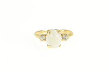 Load image into Gallery viewer, 14K Oval Natural Opal Cubic Zirconia Accent Ring Yellow Gold