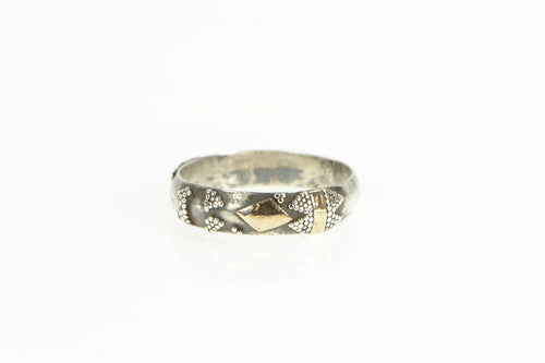 Sterling Silver 22K Gold Southwestern Pattern Geometric Band Ring