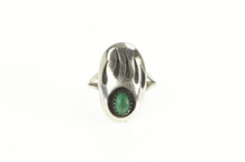 Load image into Gallery viewer, Sterling Silver Native American Heartline Bear Claw Turquoise Ring