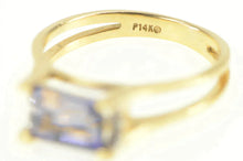 Load image into Gallery viewer, 14K Emerald Cut Amethyst Diamond Accent Squared Ring Yellow Gold