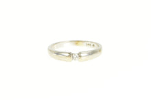 Load image into Gallery viewer, 14K Diamond Inset Simple Classic Stackable Band Ring White Gold