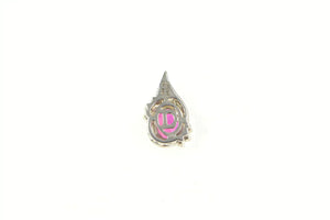 Sterling Silver 14K Gold Sim. Ruby Diamond Accent Statement Pendant