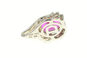 Sterling Silver 14K Gold Sim. Ruby Diamond Accent Statement Pendant