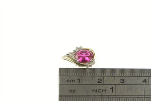 Sterling Silver 14K Gold Sim. Ruby Diamond Accent Statement Pendant