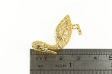 Load image into Gallery viewer, 14K Sapphire Eyed Pelican Coastal Bird Animal Charm/Pendant Yellow Gold