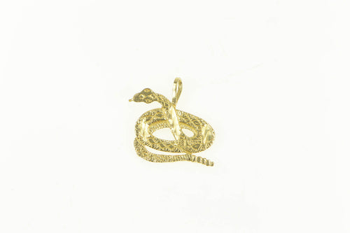 14K Diamond Cut Coiled Snake Serpent Rattlesnake Charm/Pendant Yellow Gold