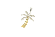 Load image into Gallery viewer, 14K Two Tone Ornate Palm Tree Beach Tropical Pendant Yellow Gold