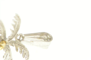 14K Two Tone Ornate Palm Tree Beach Tropical Pendant Yellow Gold