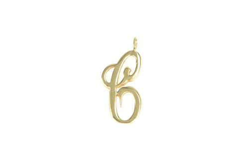 14K C Cursive Letter Initial Monogram Name Pendant Yellow Gold