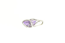 Load image into Gallery viewer, 10K Oval Amethyst Diamond Inset Statement Pendant White Gold
