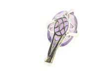 Load image into Gallery viewer, 10K Oval Amethyst Diamond Inset Statement Pendant White Gold
