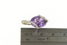 Load image into Gallery viewer, 10K Oval Amethyst Diamond Inset Statement Pendant White Gold