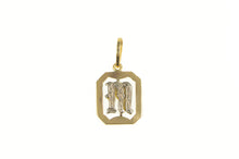 Load image into Gallery viewer, 18K Ornate Two Tone M Monogram Initial Squared Charm/Pendant Yellow Gold