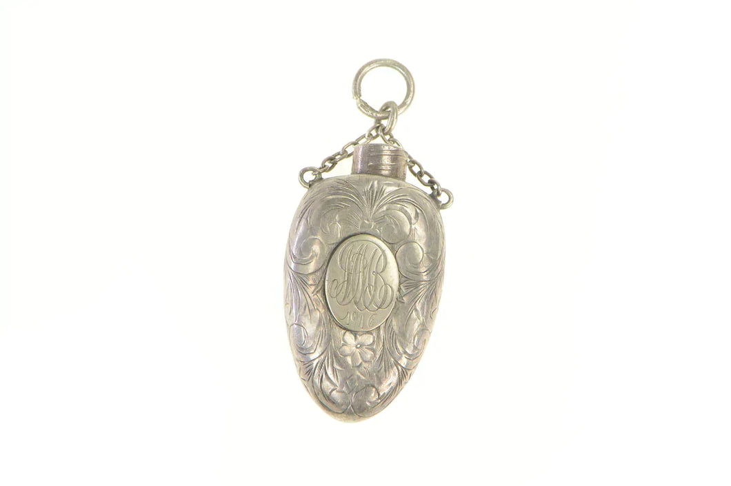 Sterling Silver Victorian 1916 M M B Monogram Teething Pendant