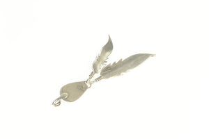 Sterling Silver Native American Bear Claw Turquoise Feather Pendant