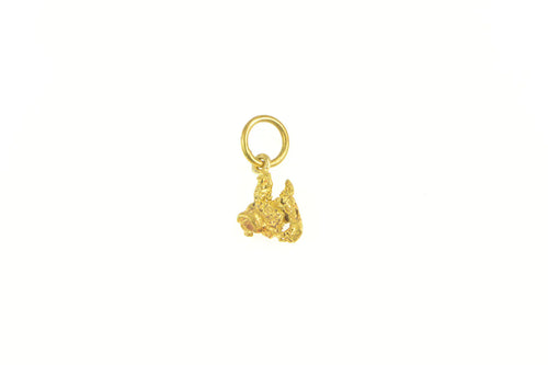 24K Raw Abstract Textured Nugget Cluster Charm/Pendant Yellow Gold