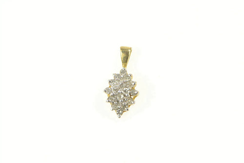 10K 0.25 Ctw Diamond Cluster Classic Statement Pendant Yellow Gold