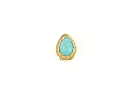 14K Pear Turquoise Vintage Slide Bracelet Charm/Pendant Yellow Gold