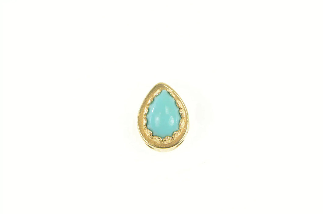 14K Pear Turquoise Vintage Slide Bracelet Charm/Pendant Yellow Gold