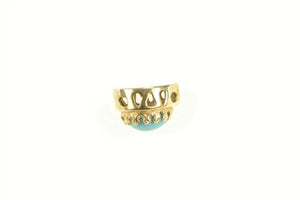 14K Pear Turquoise Vintage Slide Bracelet Charm/Pendant Yellow Gold