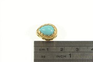14K Pear Turquoise Vintage Slide Bracelet Charm/Pendant Yellow Gold