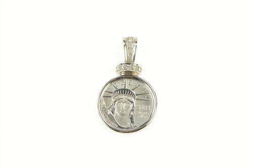 14K Diamond 1/10th Oz $10 Platinum Double Eagle Pendant White Gold