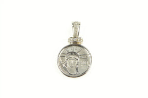 14K Diamond 1/10th Oz $10 Platinum Double Eagle Pendant White Gold
