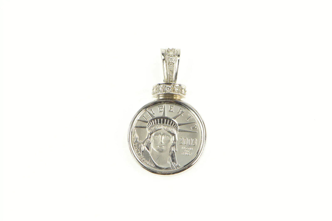 14K Diamond 1/10th Oz $10 Platinum Double Eagle Pendant White Gold