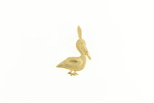 14K Pelican Coastal Bird Beach Diamond Cut Charm/Pendant Yellow Gold