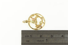 Load image into Gallery viewer, 10K Black Hills Hummingbird Leaf Vine Round Charm/Pendant Yellow Gold
